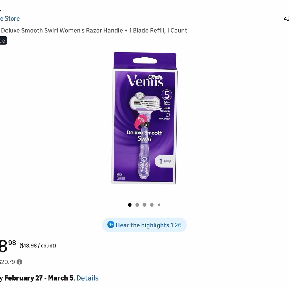 💐Gillette’s Venus Deluxe Smooth Swirl Women's Razor💐